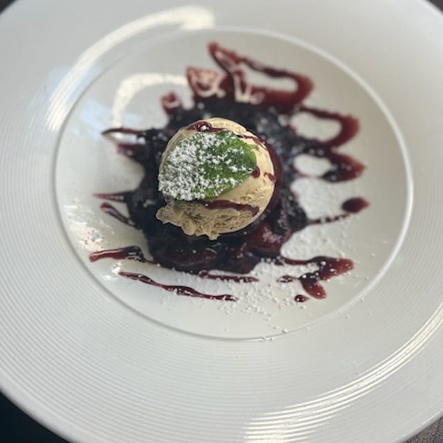 Red Wine Poached Pear.